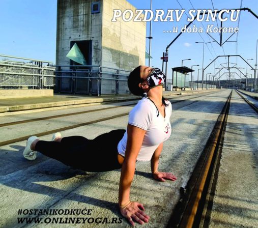 Milica Malenić, yoga instructor, doing Surya Namaskar (Sun Salutation) at the empty rail station during the pandemic