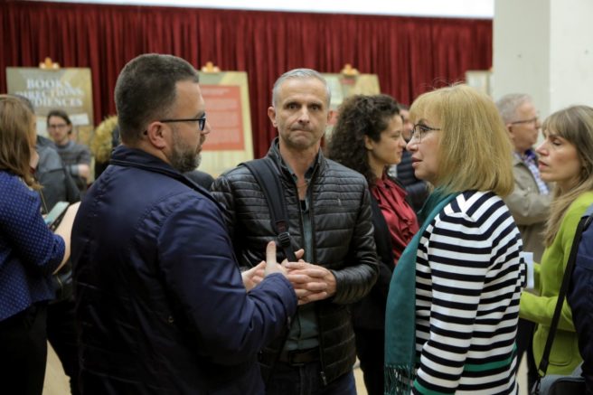 Associate professor Krasimira Aleksandrova, Director of the National Library st. St. Cyril and Methodius with guests of the Exhibition "Books, Directions, Audiences"